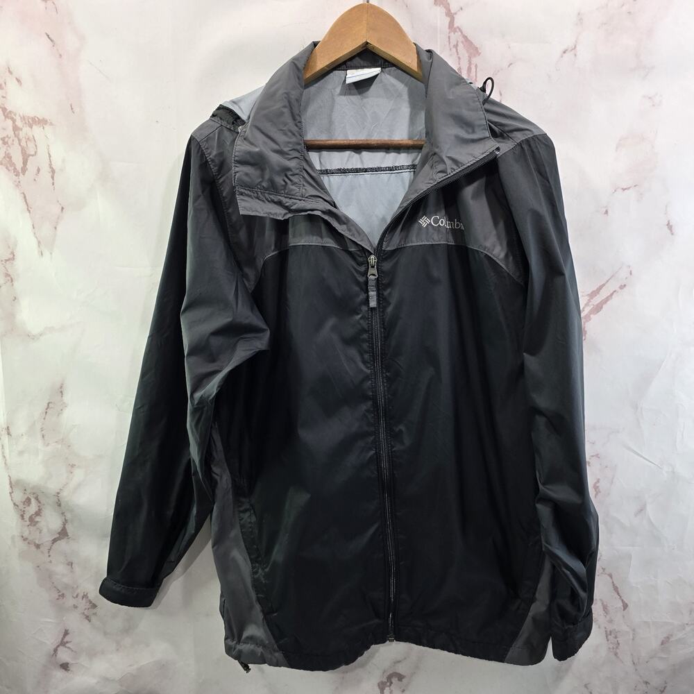 Columbia Rain Jacket Mens Large Grey Windbreaker Coat Waterproof Glennaker II